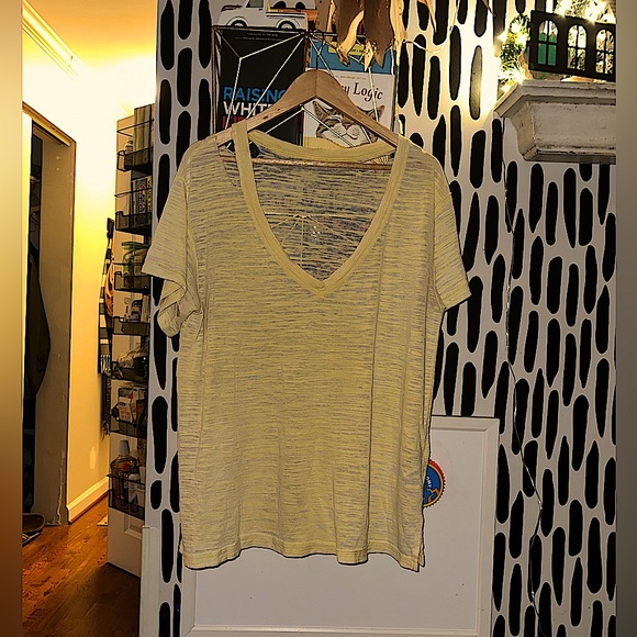 Free People Bundle - We The Free Distressed V-Neck Tees (Pink & Yellow) 2 Tees! - Picture 4 of 6